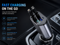 4 In 1 120W Retractable Car Charger USB Type C Cable Fit Phone Fast Charge Adapter
